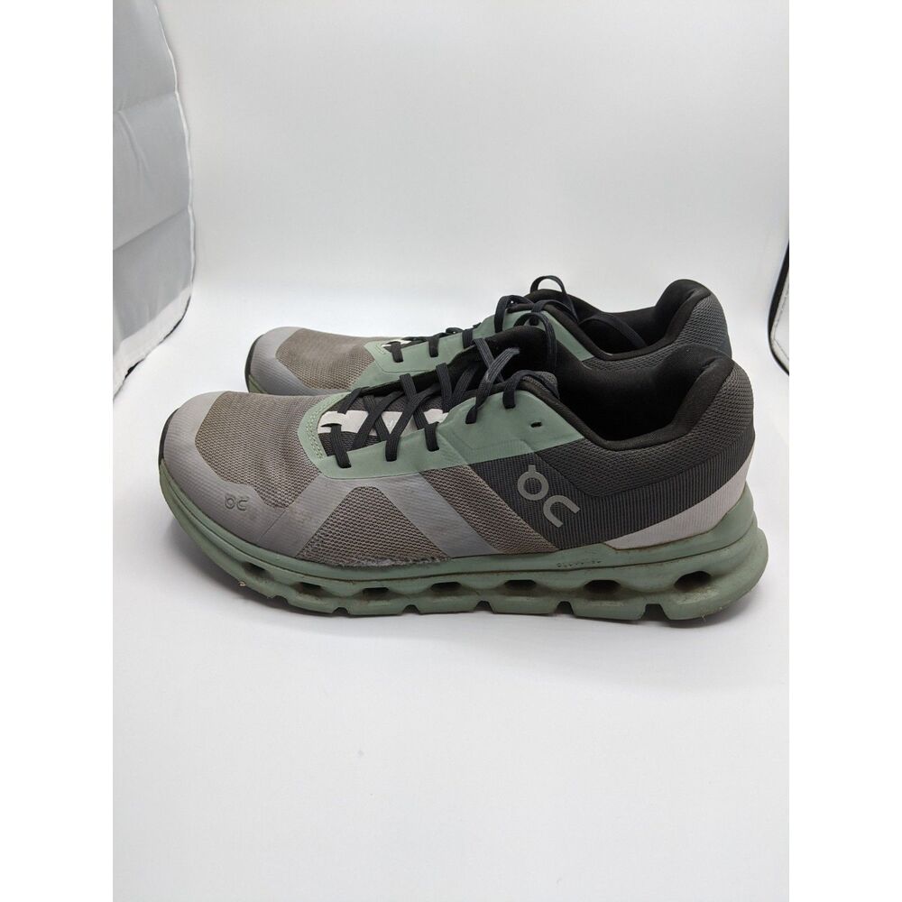 On Men's Cloudrunner Sneakers, Alloy/Moss, 10.5 Medium US